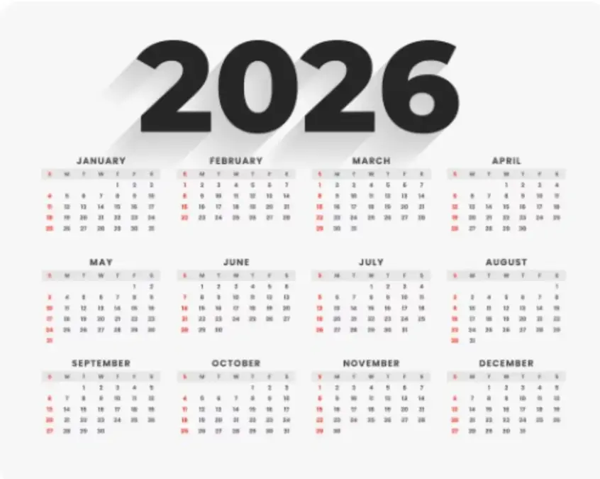 Ilustrasi kalender tahun 2026