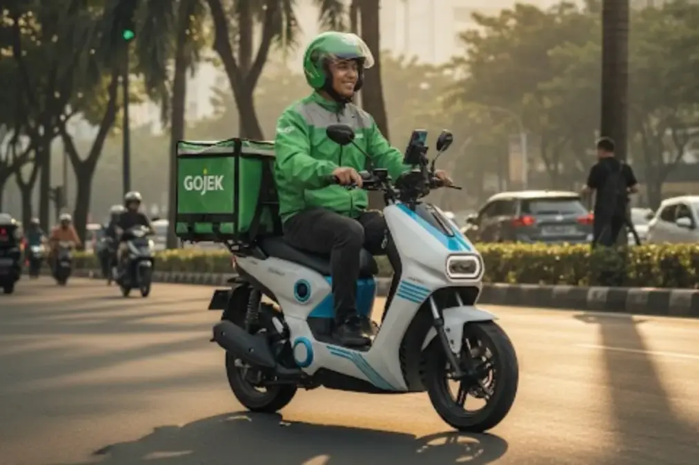 5 Motor Listrik Terbaik untuk Ojol, Hemat Bensin dan Perawatan! Ilustrasi motor listrik untuk ojok online. Foto: Gemini AI - mimbarjumat.com