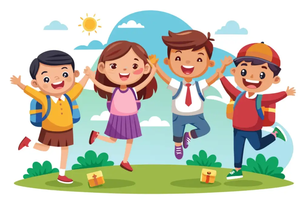 Ilustrasi siswa siap sambut hari libur sekolah