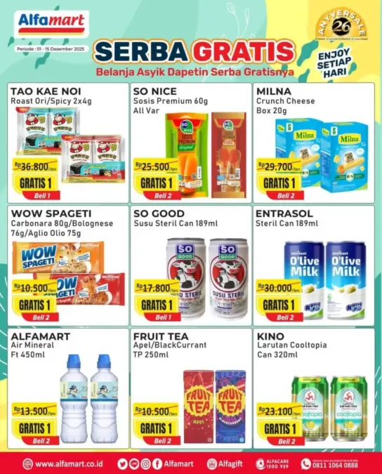Serba Gratis ! Promo Alfamart Beli 1 Gratis 1 Periode Tanggal 1 Hingga 15 Desember 2025 Promo Alfamart